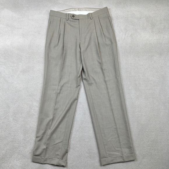 Lauren Ralph Lauren Dress Pants Mens 32W x 30L Tan Double Pleated Cuffed Leg — photo 2